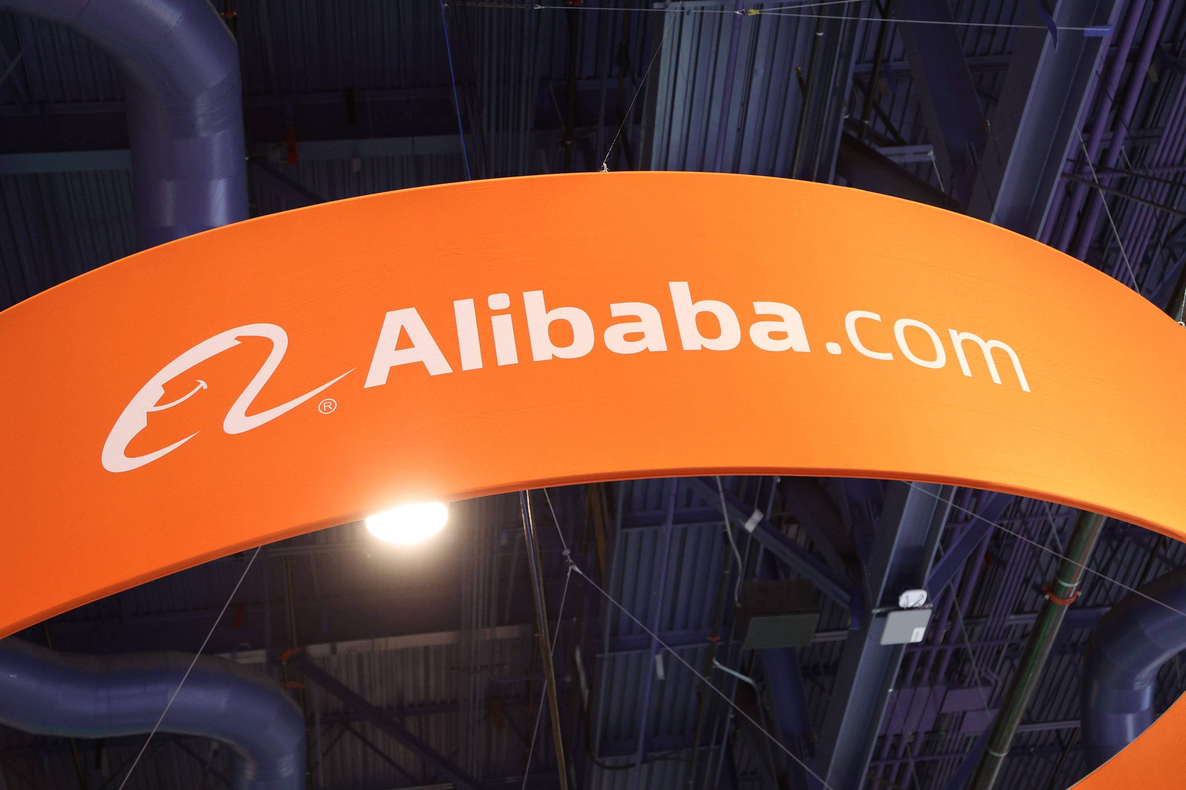 A view of the Alibaba company logo on display during the 2024 International CES, at the Las Vegas Convention Center in Las Vegas, Nevada